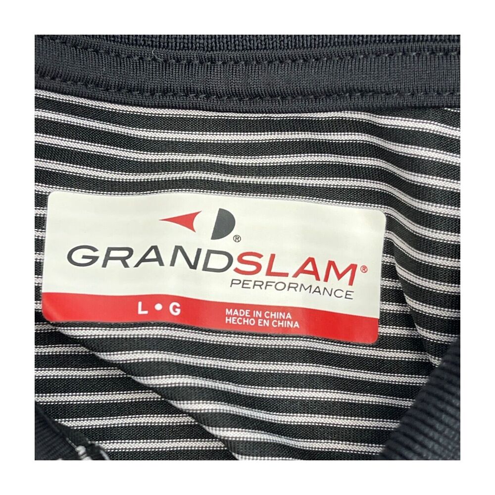 Grand Slam Polo Shirt Men's Large Black White Collared Performance Short Sleeve - Picture 2 of 7